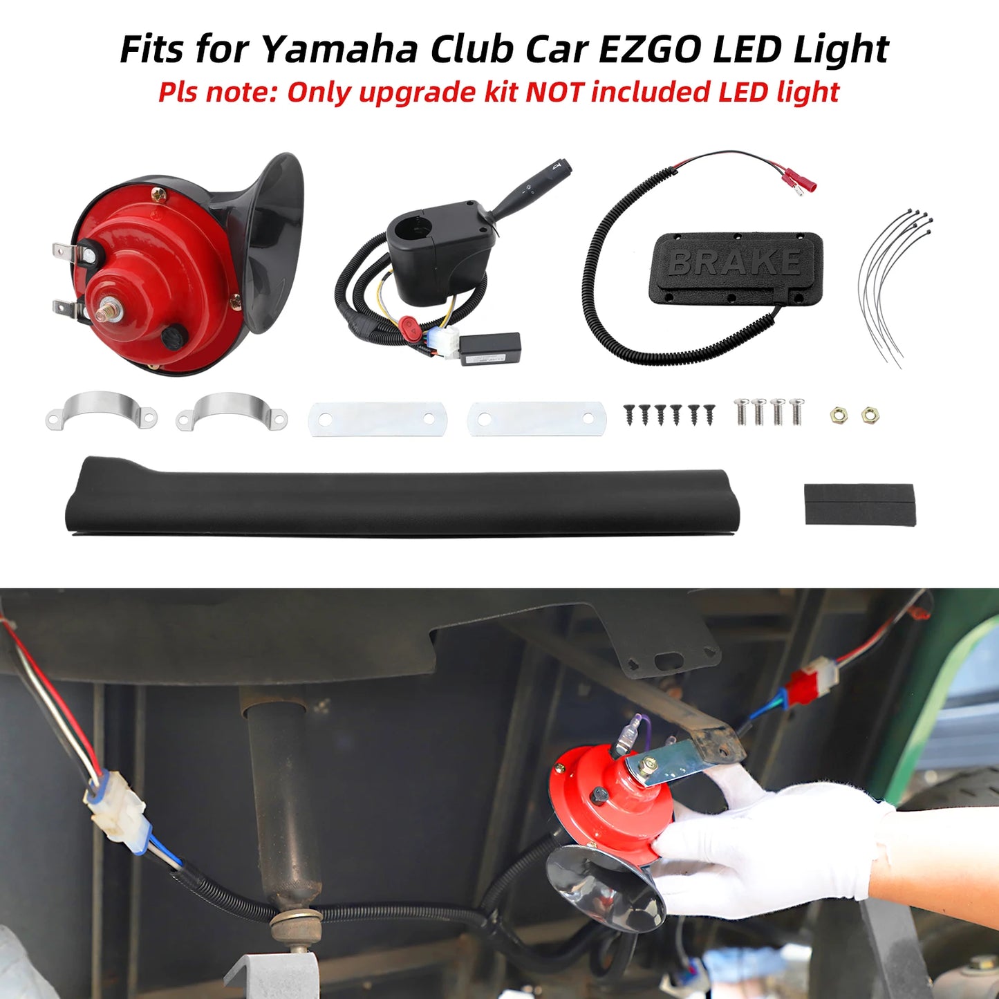 Golf Cart Turn Signal Blinker Kit, Upgrade Kit for Lights Fit for EZGO/Club Car/Yamaha, Includes Horn, Brake Pad