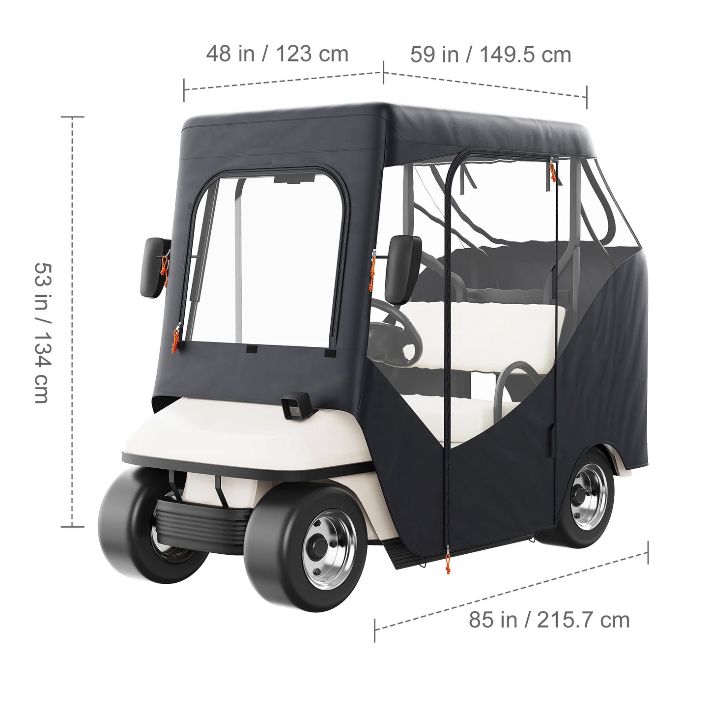 Golf Cart Enclosure 420D Polyester Enclosure with 4 Passenger Club Car Covers Universal Fits for Most Brand Carts