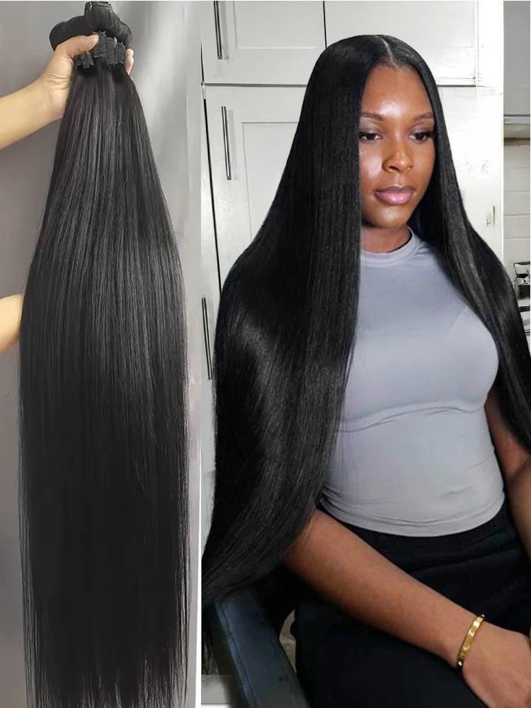 16A 30 40 Inch Bone Straight Human Hair Weave Bundle, 2 3 4 5 Bundles Raw Virgin Human Hair