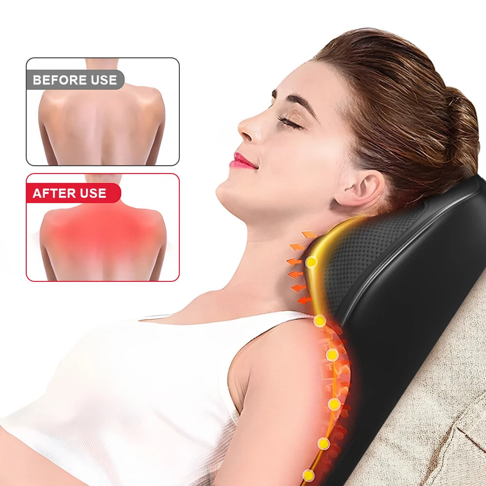 Pillow Neck Massager, 3 Speed Adjustment Vibrating Heating Massage Machine, Used To Relax Shoulder, Neck, And Back Muscle