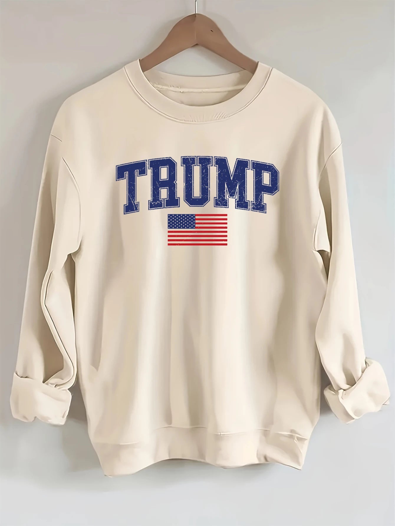 2024 Presidential Election, Mr. Trump - graphic, printed long-sleeved crew neck casual sweatshirt, fashionable women's clothing