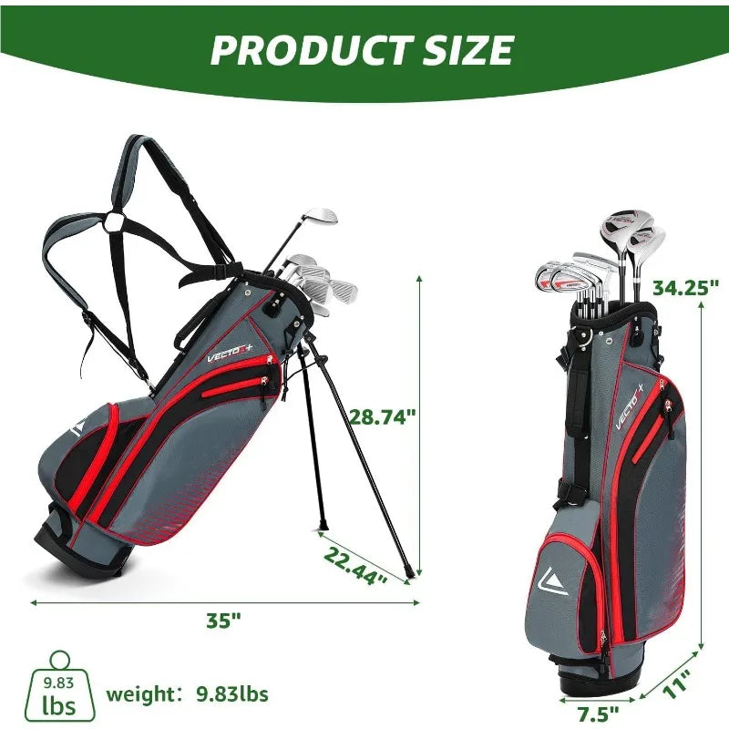 Right/ Left Handed, Mens/Womens 8 Piece Golf Set, #3 Wood, Stand Bag With Rain Hood