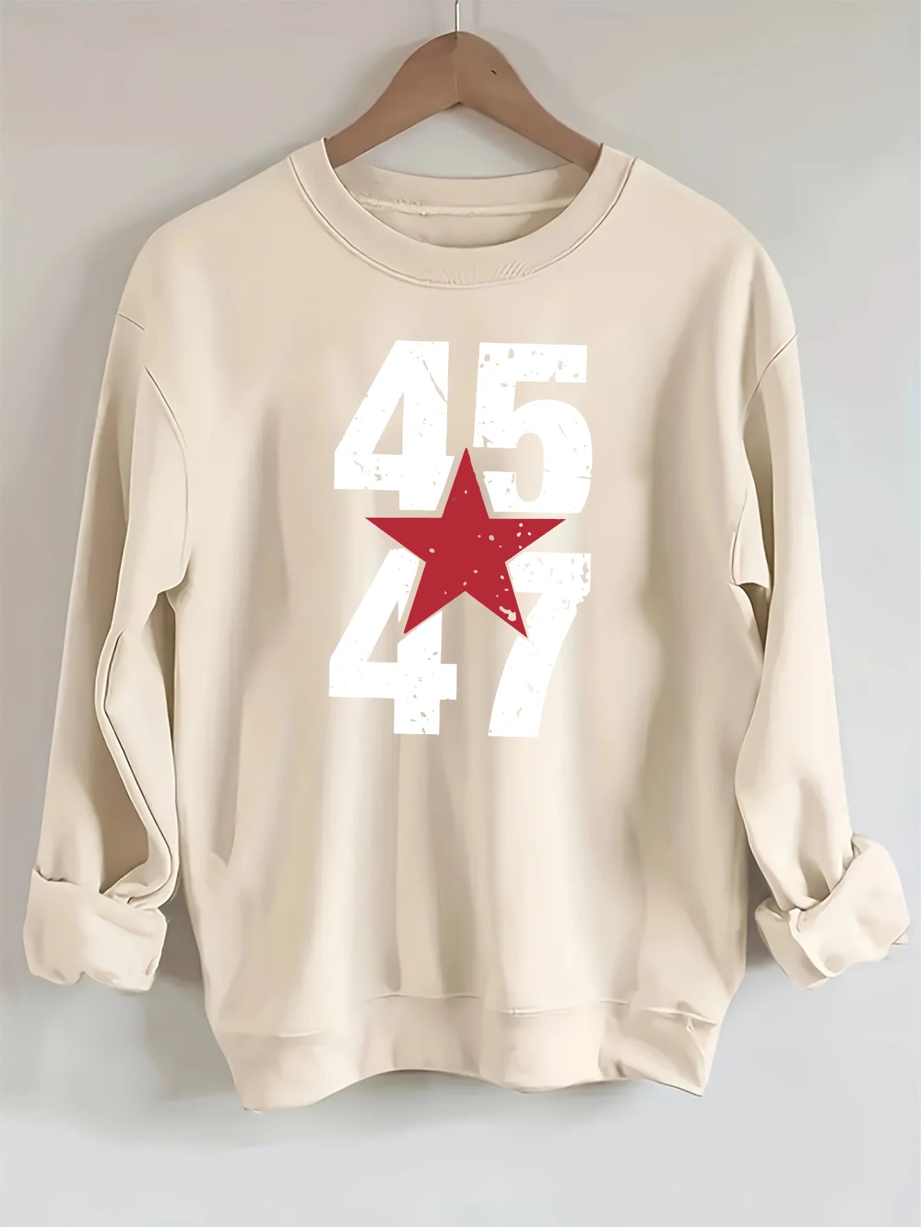 2024 Presidential Election, Mr. Trump - graphic, printed long-sleeved crew neck casual sweatshirt, fashionable women's clothing