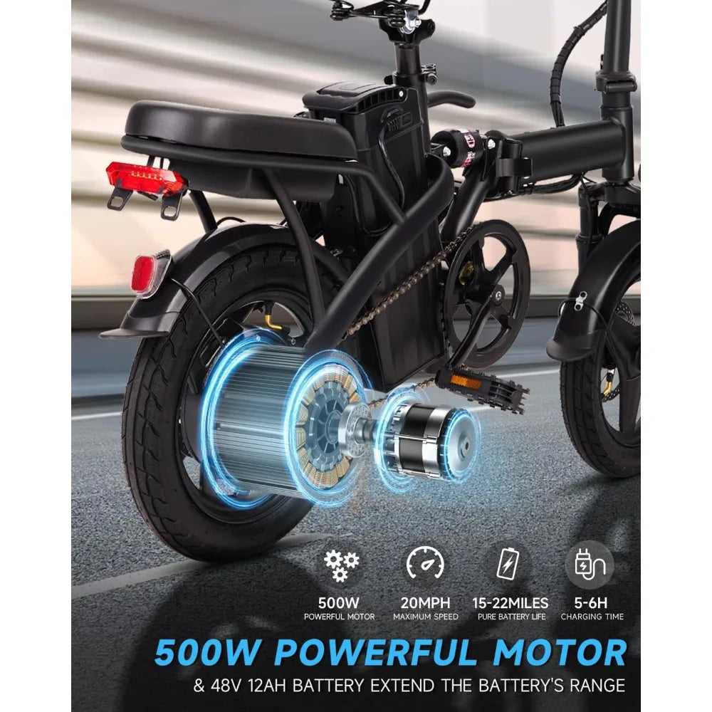 Adult E-Bike, 576WH Removable Battery E-Bike, Folding E-Bike, Multiple Shock Absorption,