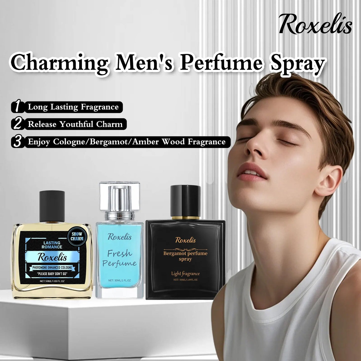 Men's Flirting Perfume Mist, Long Lasting Fragrance, Bergamot Amber wood Perfume, 50mi Cologne