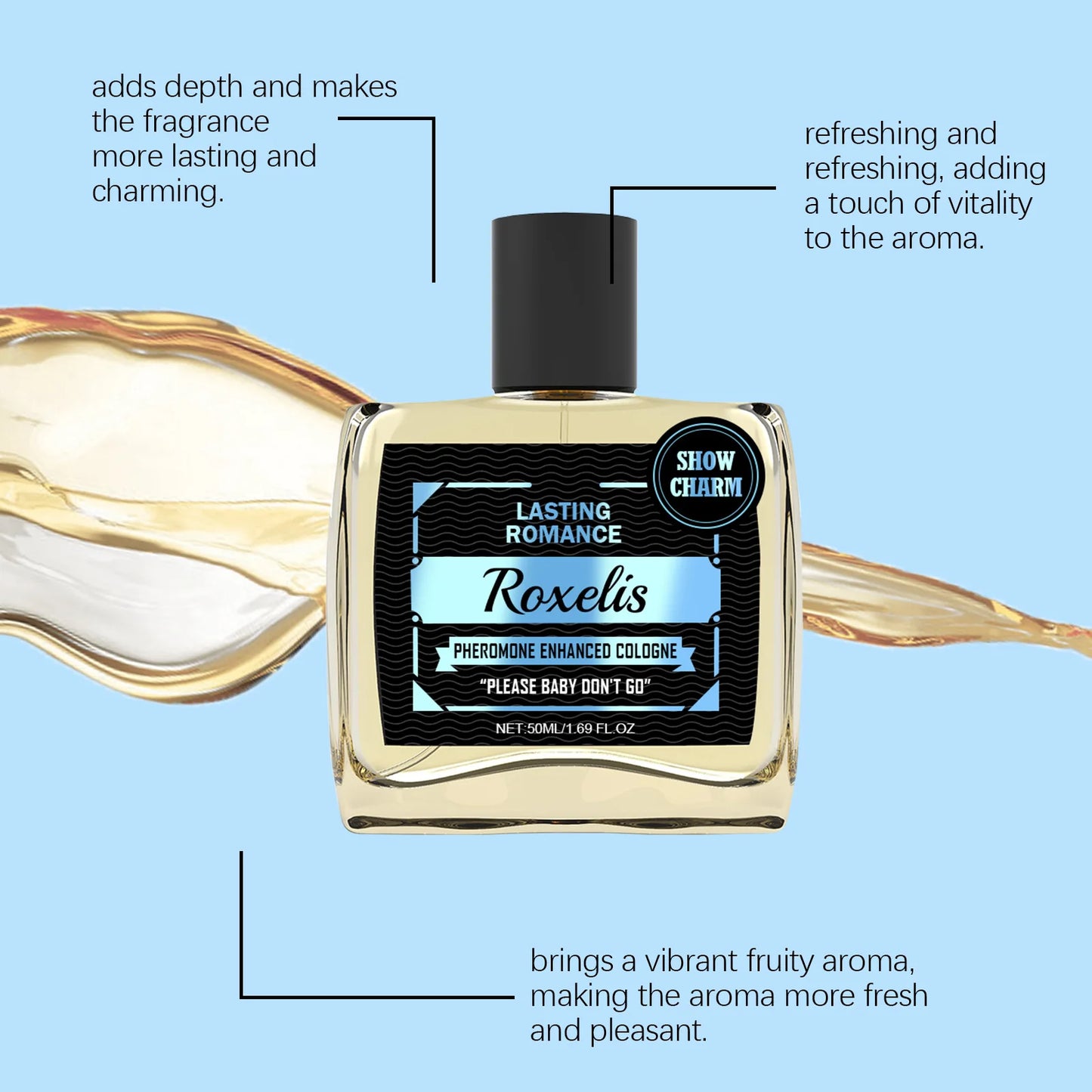 Men's Flirting Perfume Mist, Long Lasting Fragrance, Bergamot Amber wood Perfume, 50mi Cologne