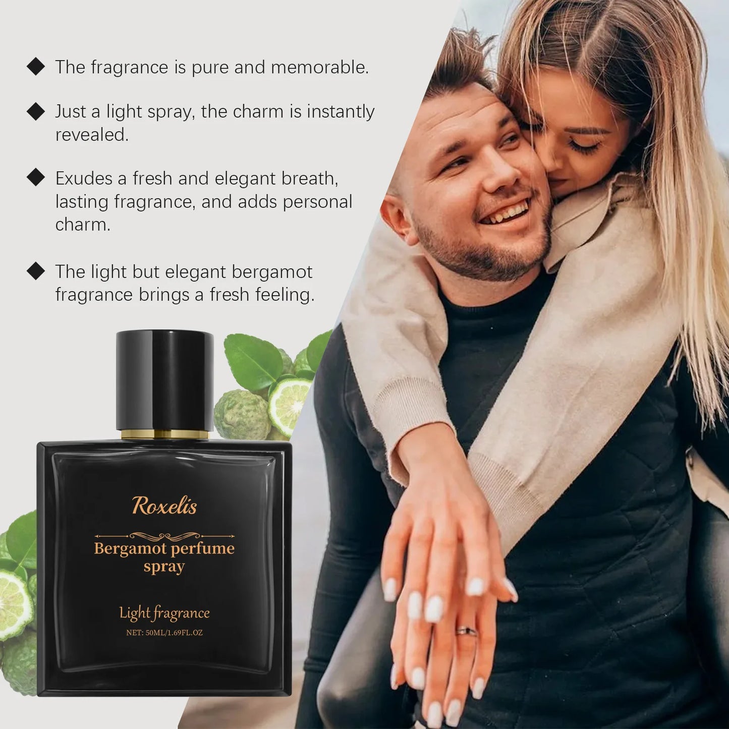 Men's Flirting Perfume Mist, Long Lasting Fragrance, Bergamot Amber wood Perfume, 50mi Cologne
