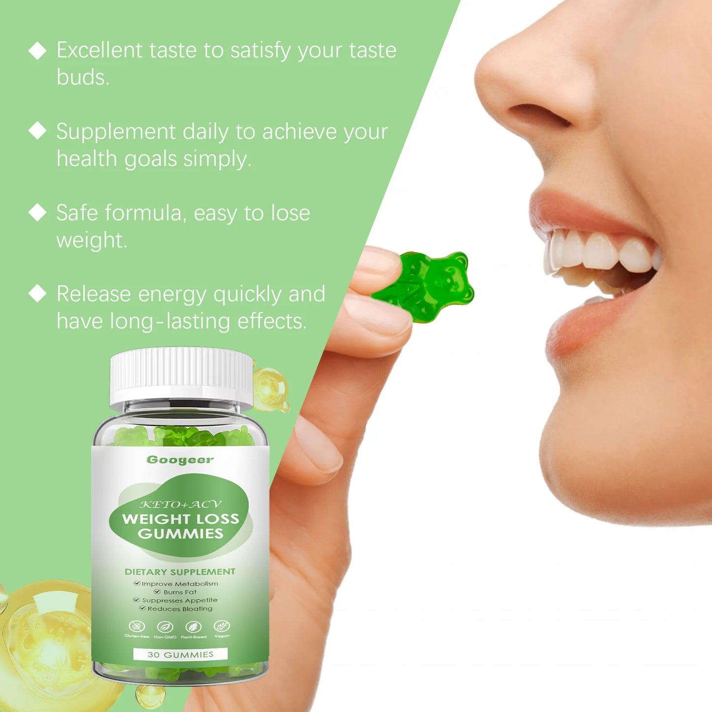 30pcs Slimming Body Gummies, Fat Burner Energy Support ,Dietary Supplement, Fruit Flavor, Anti Cellulite Weight Loss Gummies