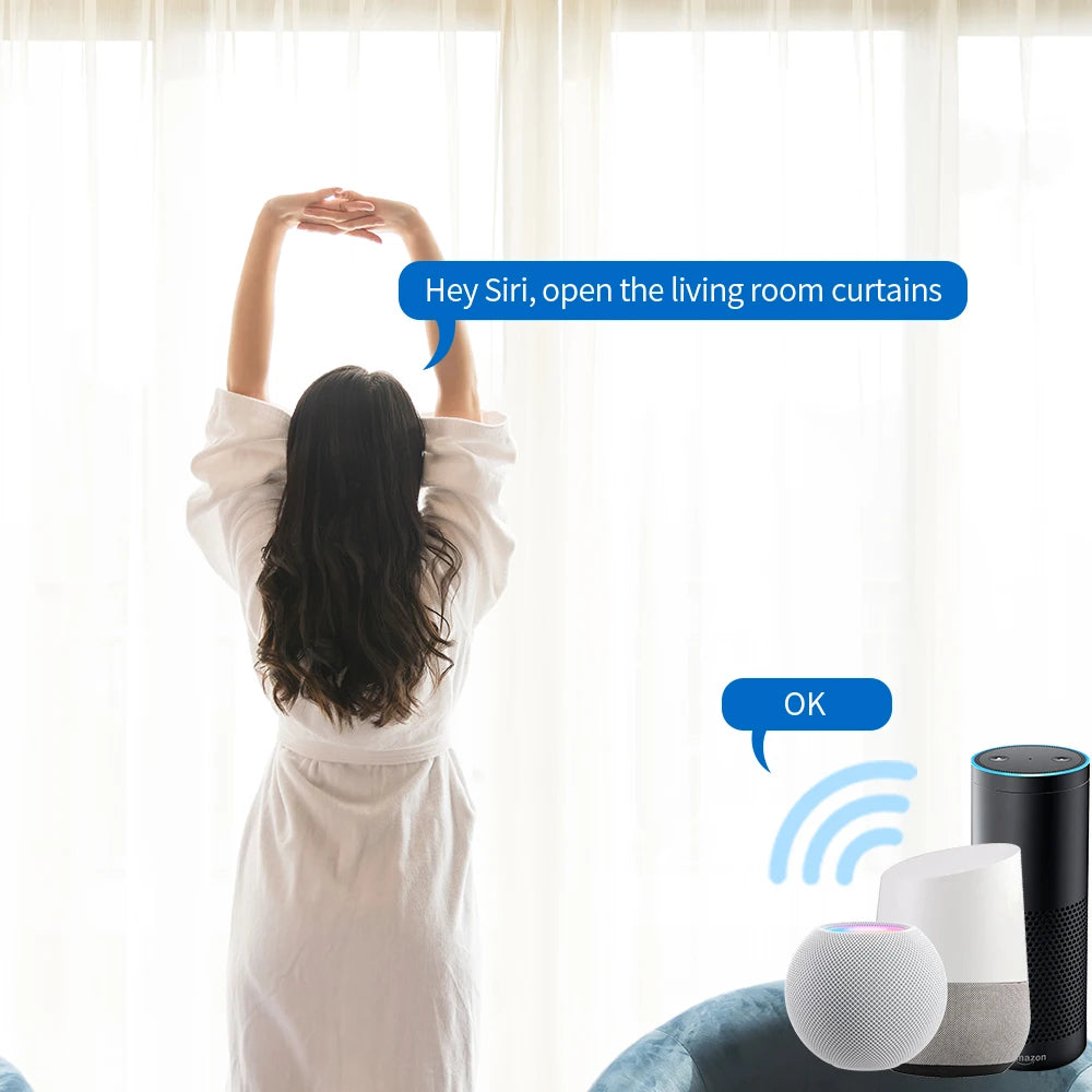 WiFi Homekit Smart Curtain Motor, with Custom Track,Alexa Google, Alice,  Voice Control Electric Stage Curtain