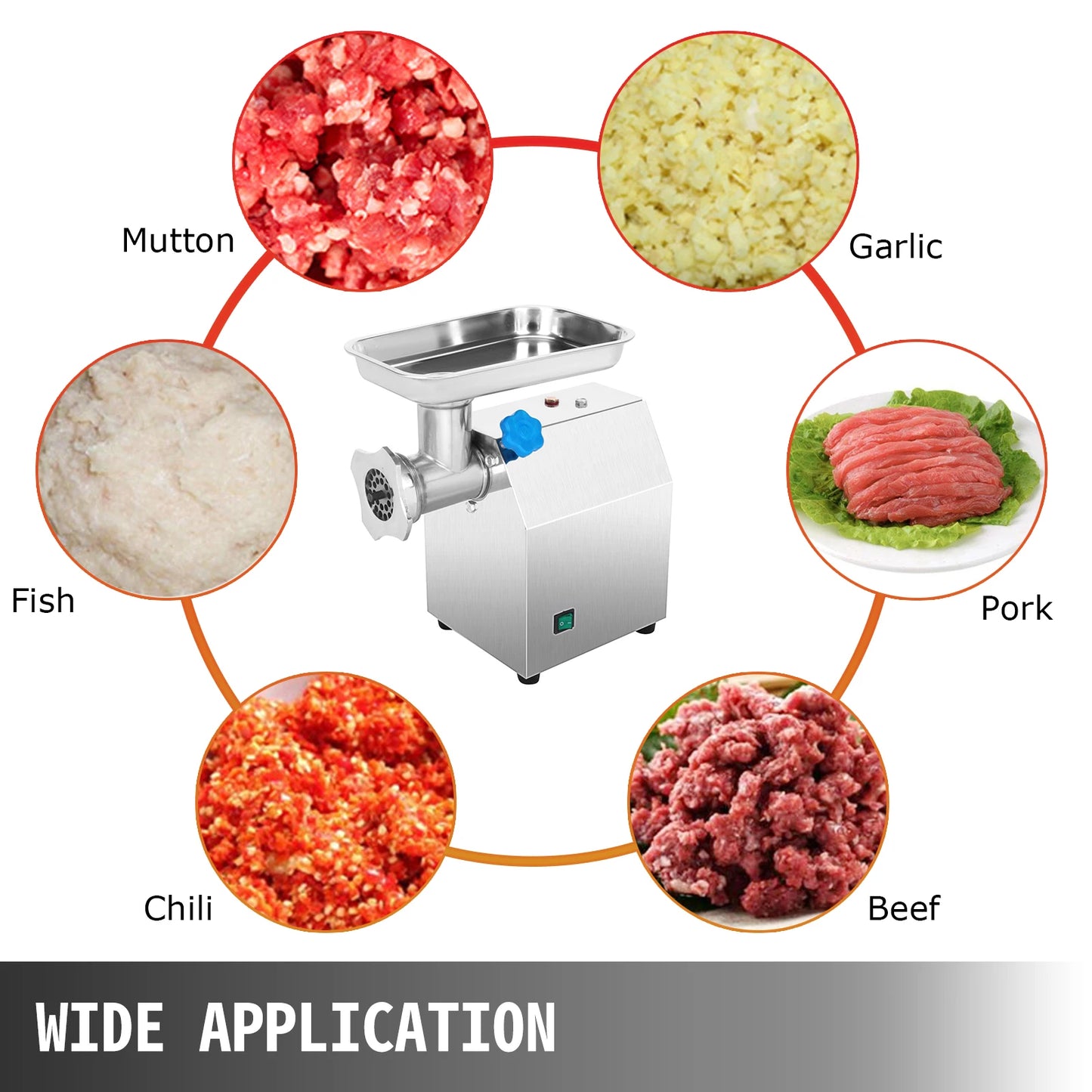 Electric Meat Grinder/Mincer, 250Lbs/hr,1100W Commercial Kitchen Chopper, Food Processor, Sausage Maker