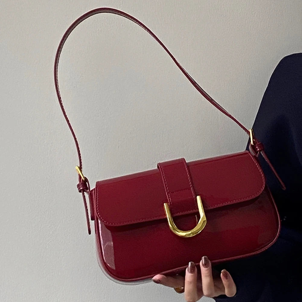 Women Flap Satchel Bag, Adjustable Strap, Casual Patent Leather, Crossbody Sling and Shoulder Bag, Stylish Purse