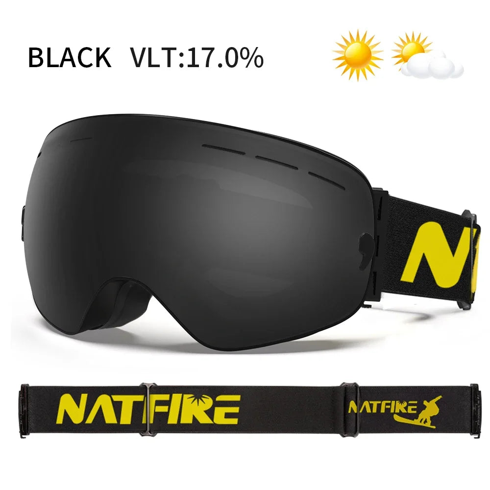 Mens Womens Snowboard Goggles, Big Face Protection, Anti-fog, Skiing Glasses