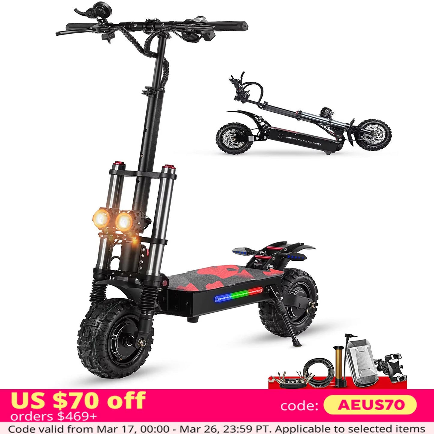 Adult 6000W, Dual Motor, Large Battery, Off Road Adult Foldable High Speed Scooter