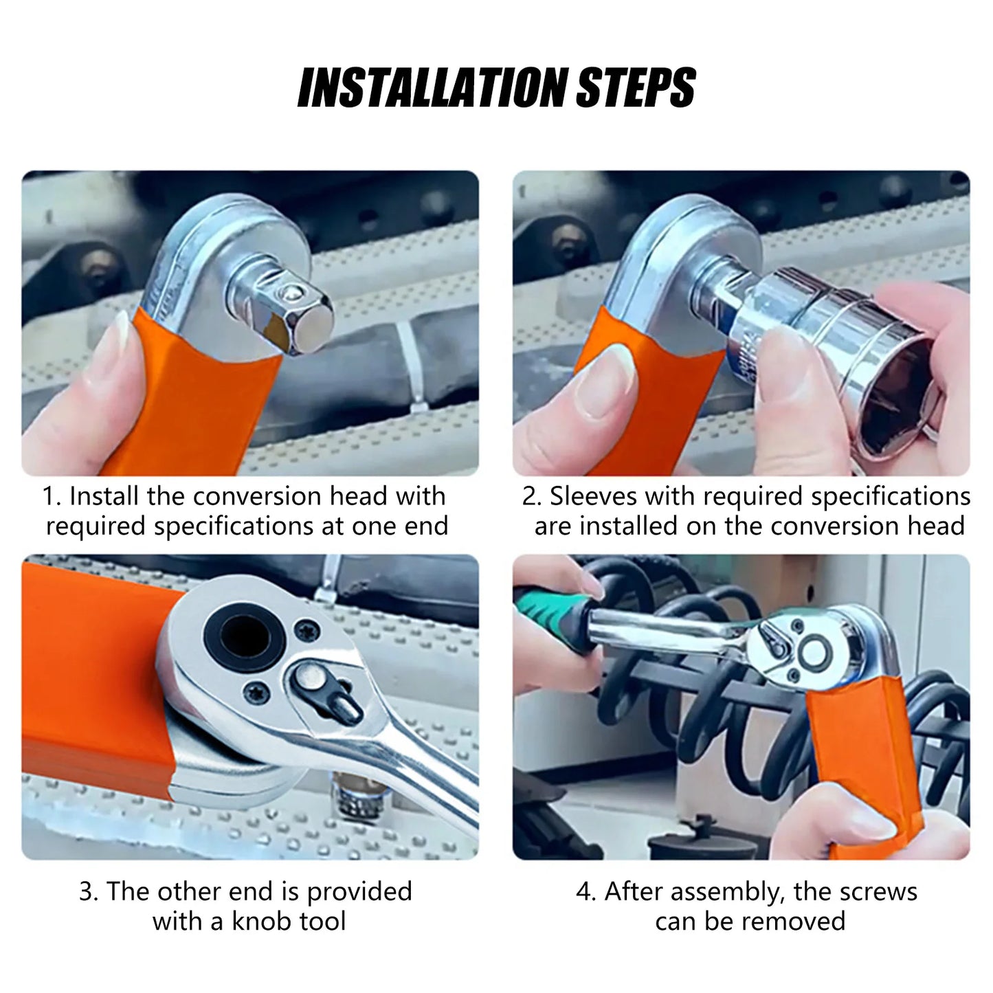 Multifunctional Professional/Household Ratchet, Adjustable Ends, Extended Reach Wrench for Air, Refrigeration
