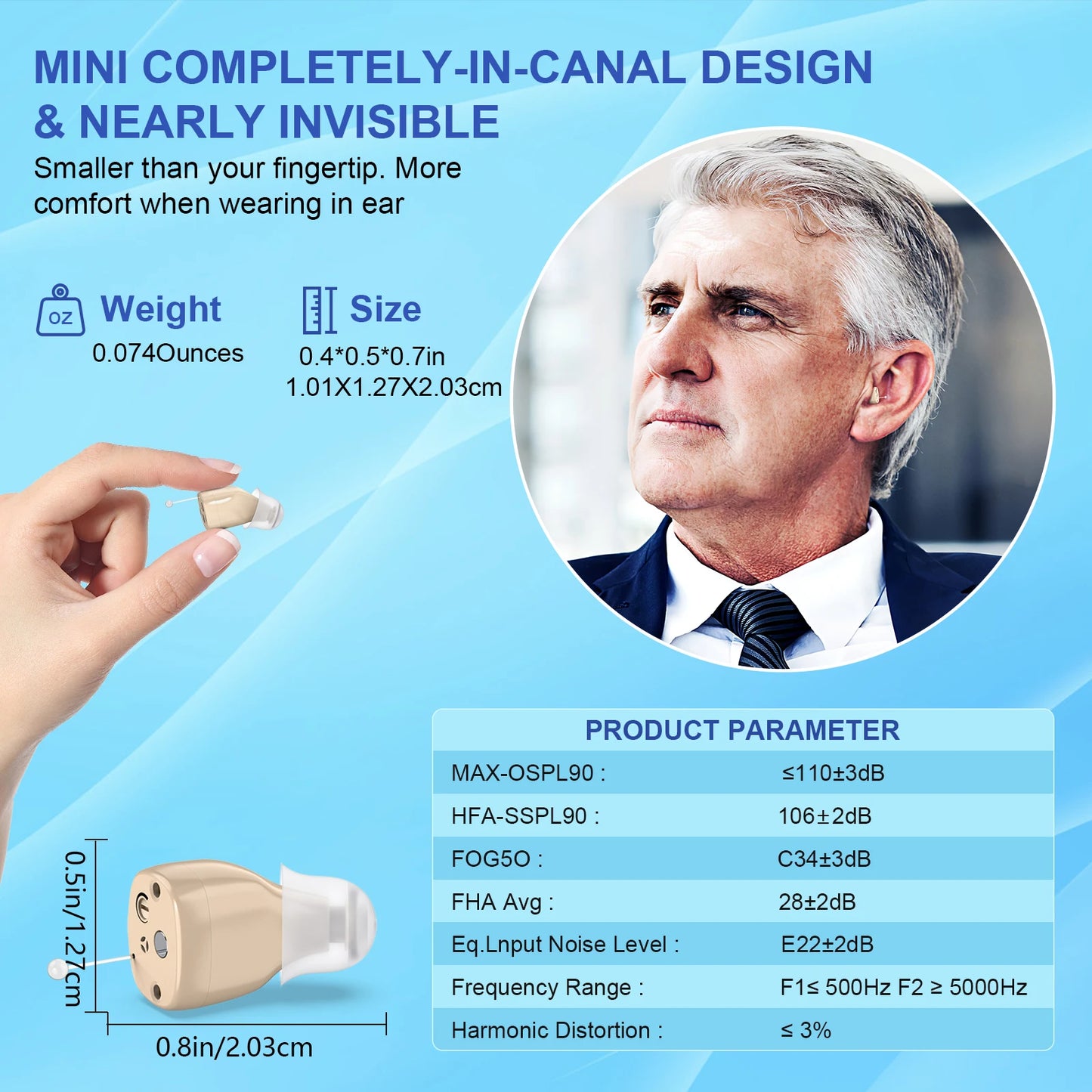 Mini Hearing Hearing Aids, Invisible, Adjustable Volume, Rechargeable Display