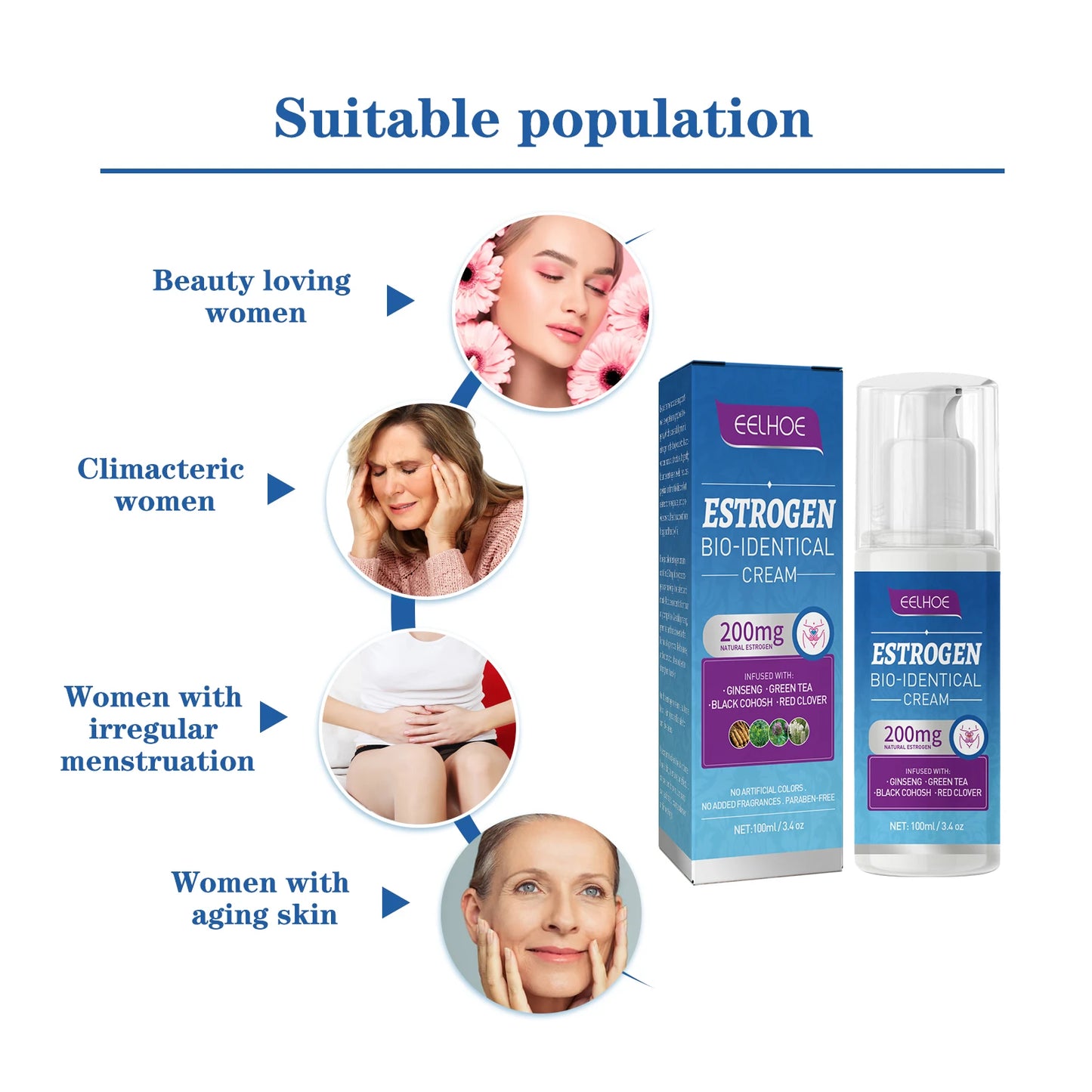 Womens Balancing Menopause Cream, Natural ingredients, 100mi Estrogen Relief Cream