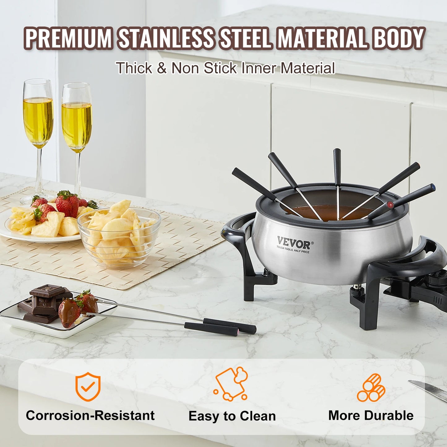 3 Qt Electric Cascade Chocolate Melting Pot, Fondue Pot Set Cheese Melting, Warmer for Kitchen