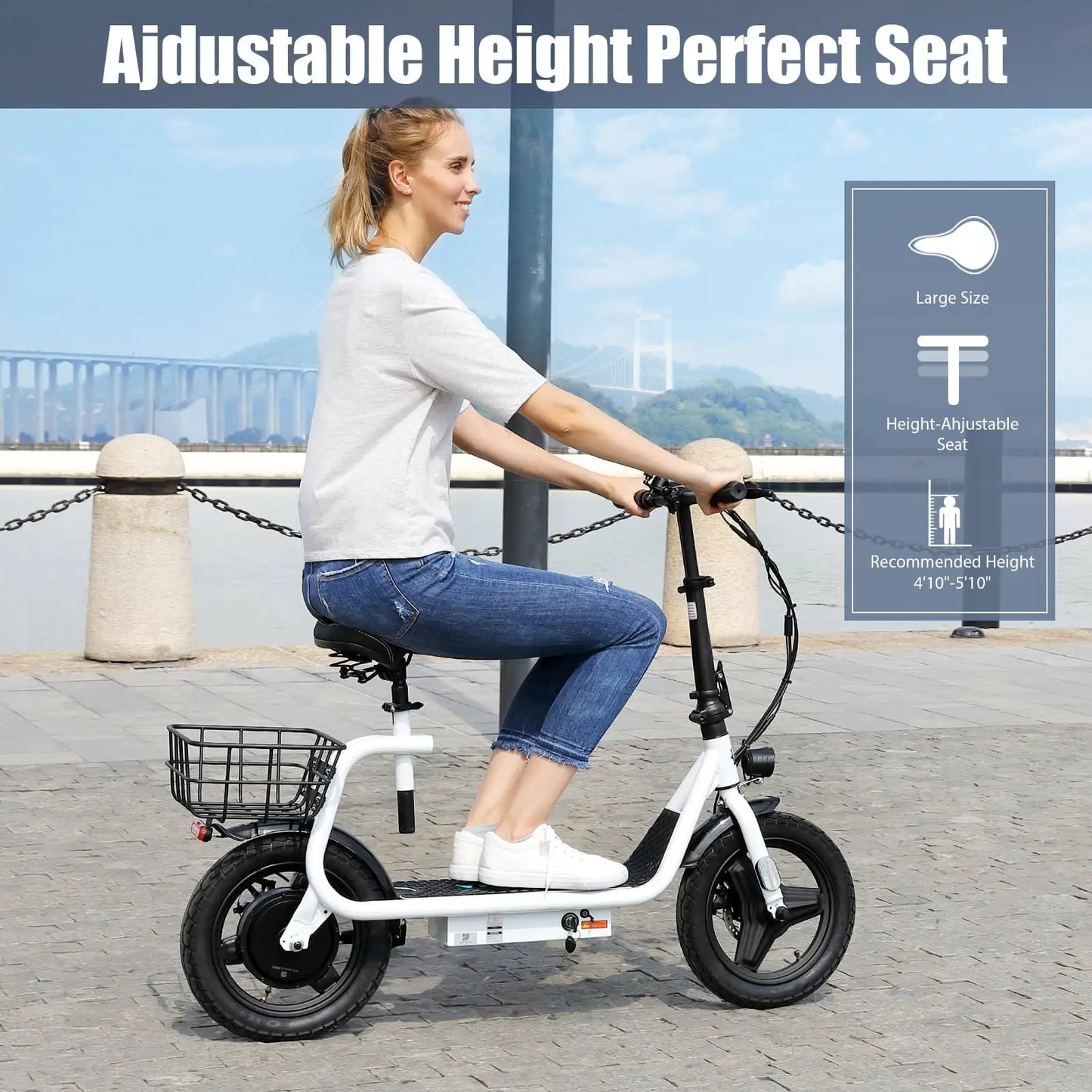Peak 819W Electric Scooter, 500W Motor with Seat, 14" Tire, 30 Miles Ranges 20MPH Max Speed, 20 mph
 Adults 300 LBS