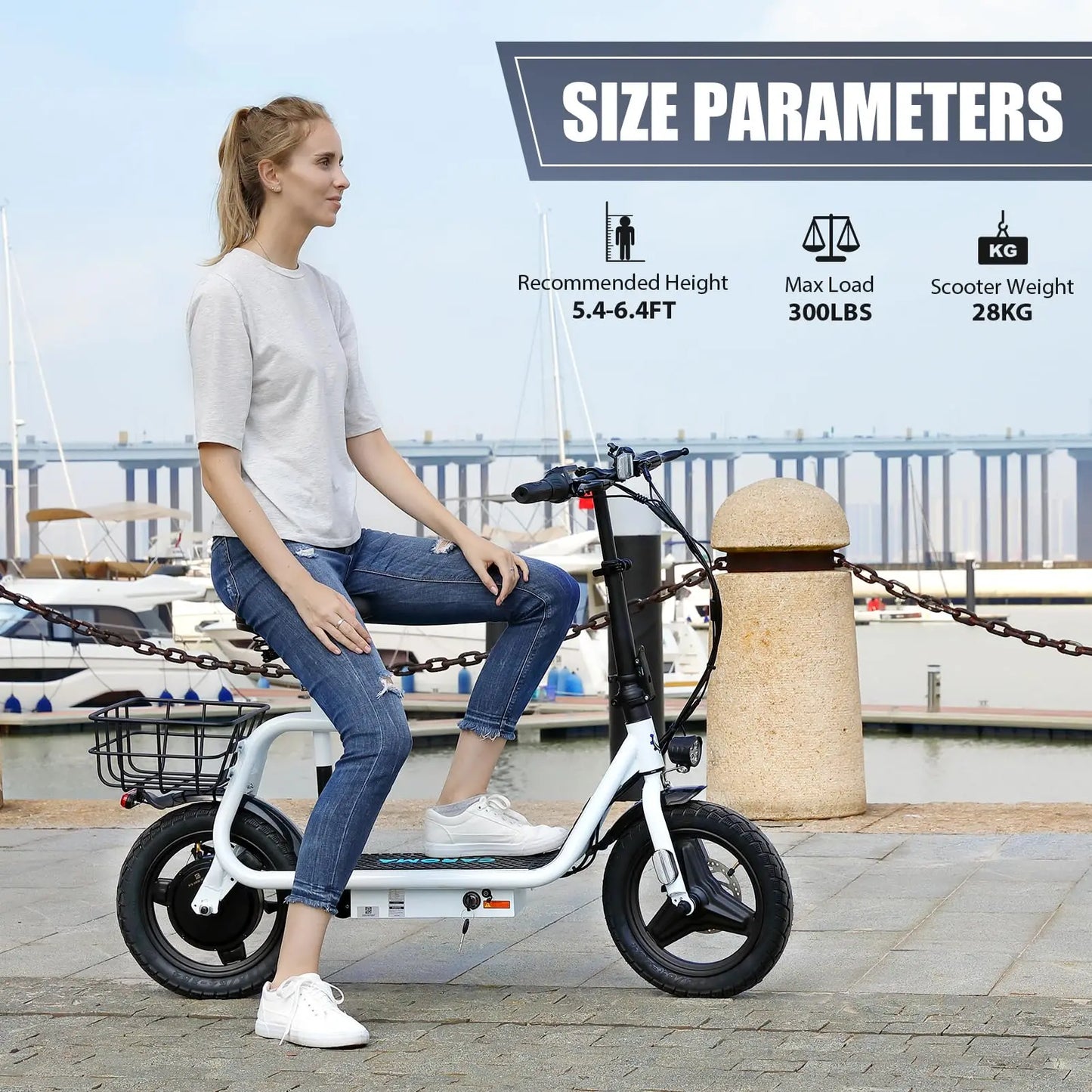 Peak 819W Electric Scooter, 500W Motor with Seat, 14" Tire, 30 Miles Ranges 20MPH Max Speed, 20 mph
 Adults 300 LBS