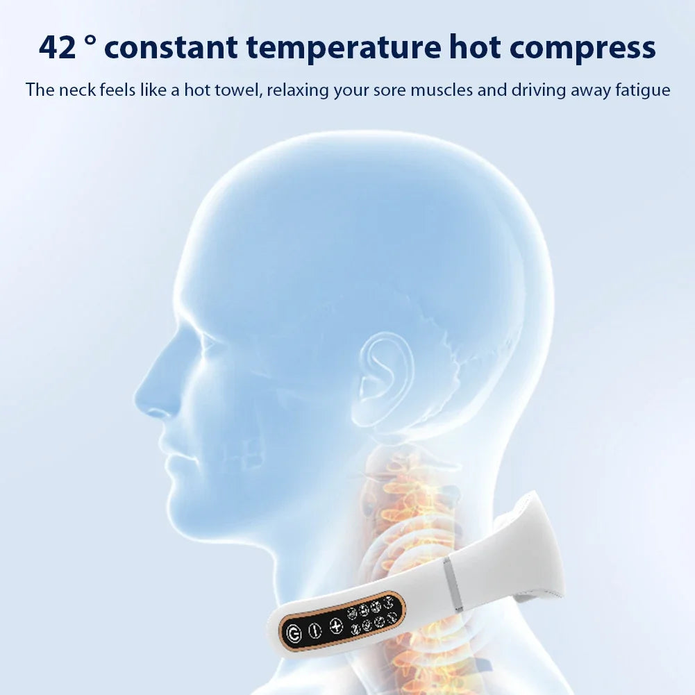 Neck Physical Therapy Massager 15 Gears 6 Modes Cervical Therapy Massage Stimulator USB Charging Vibration Pulse for Home Office