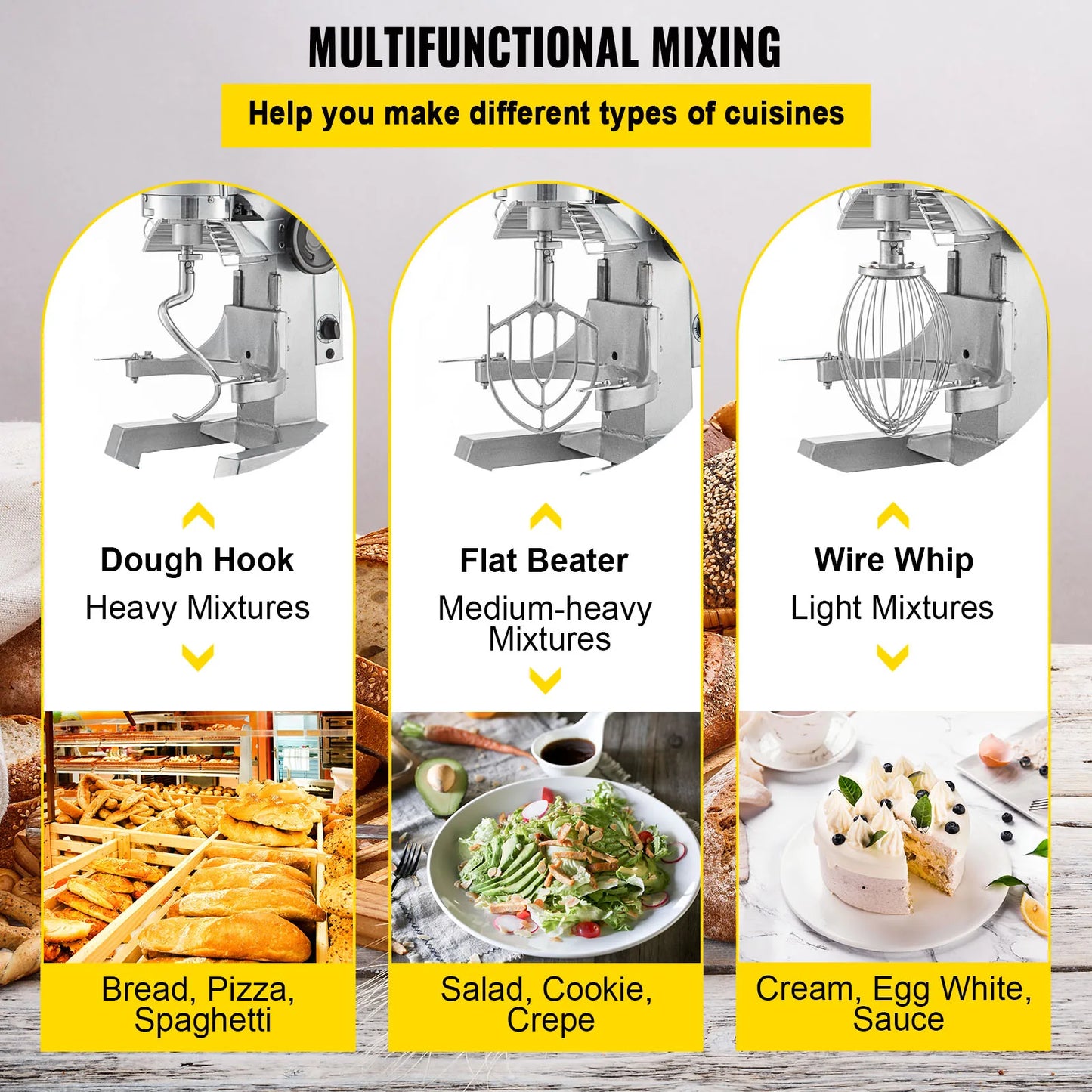 Electric Dough Machine 10/15/20/30L Stainless Steel Cream Egg Whisk Mixer Food Stand Blender