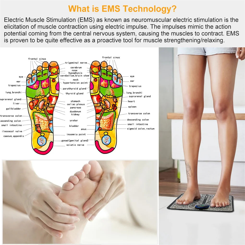 Electric simulator Foot Massager massage relaxing Mat, Rechargeable Leg Reshaping Muscle Pain Relaxation