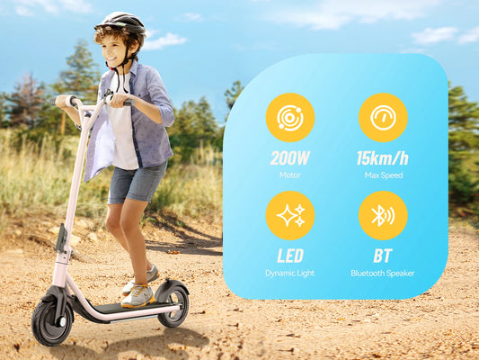 Max Range Top Speed 15mph, 21V 5AH Battery, 200W Motor, 8' Tires, Kids Electric Scooter
