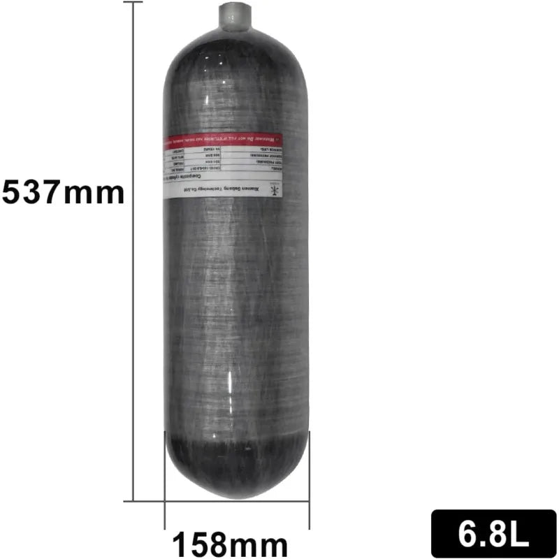 Carbon Fiber Scuba Tank, 6.8 L, 4500psi Diving Tank, Pressure Composite Cylinder