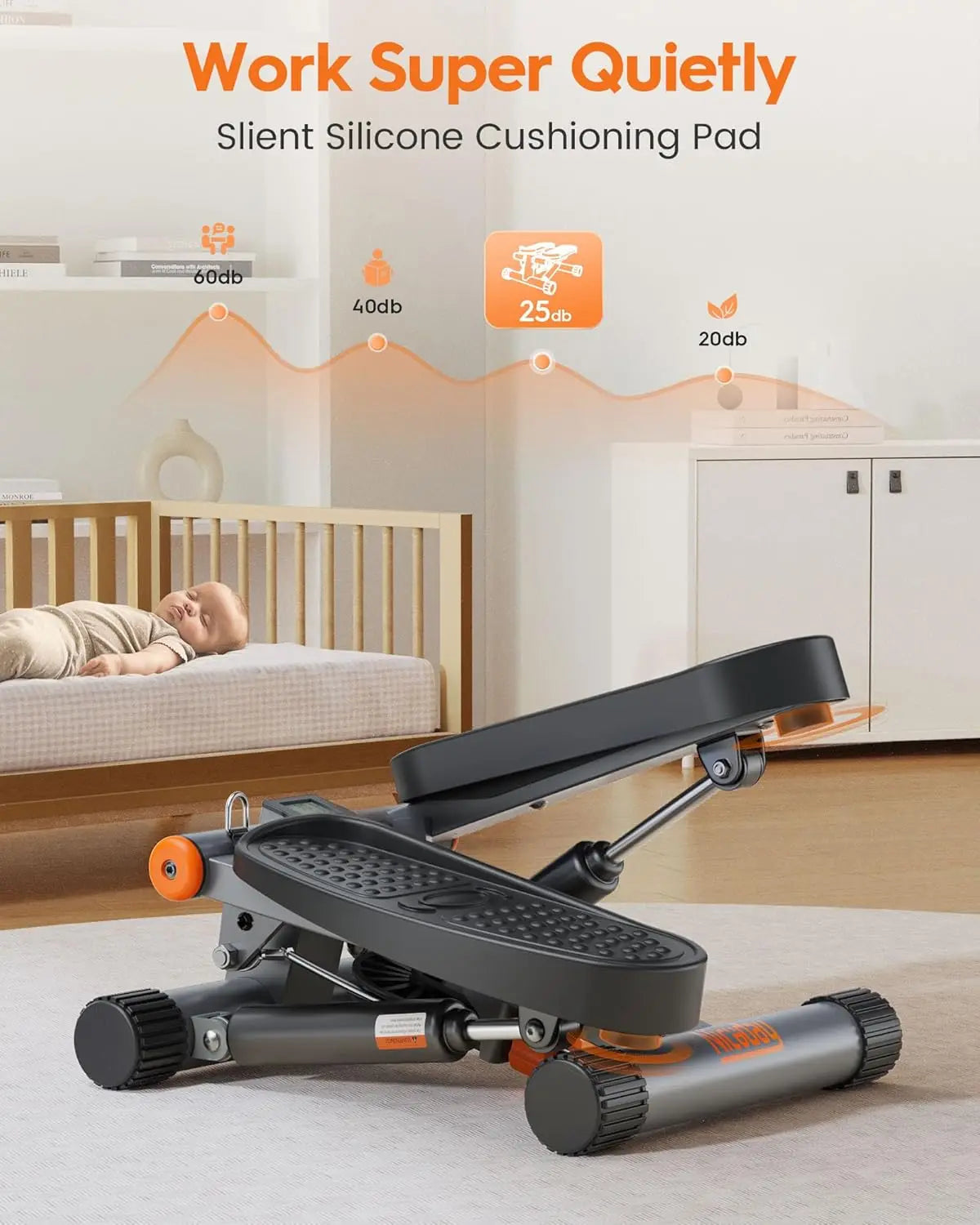 Steppers for Exercise, Stair Stepper with Resistance Bands, Hydraulic Fitness Stepper with LCD Monitor