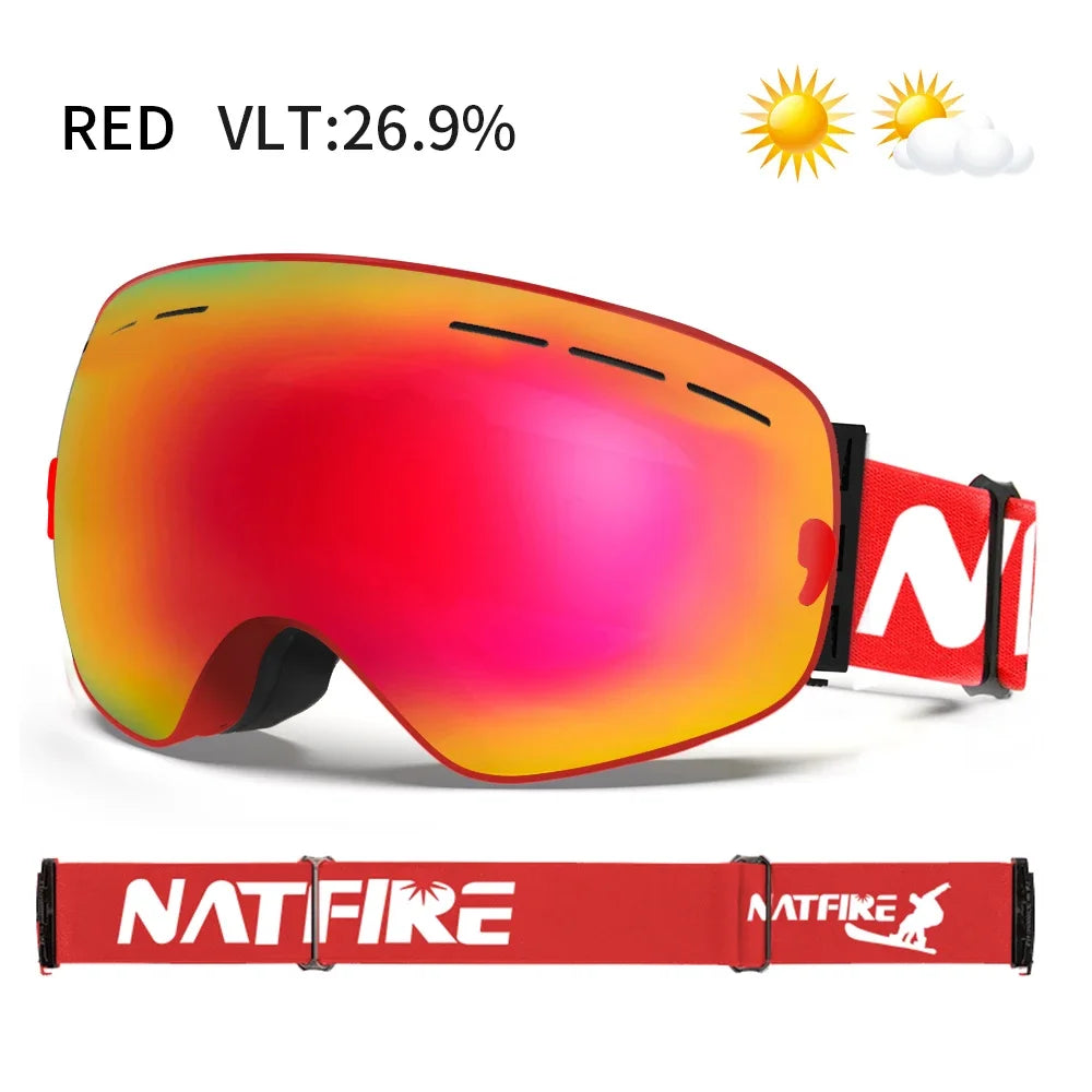 Mens Womens Snowboard Goggles, Big Face Protection, Anti-fog, Skiing Glasses