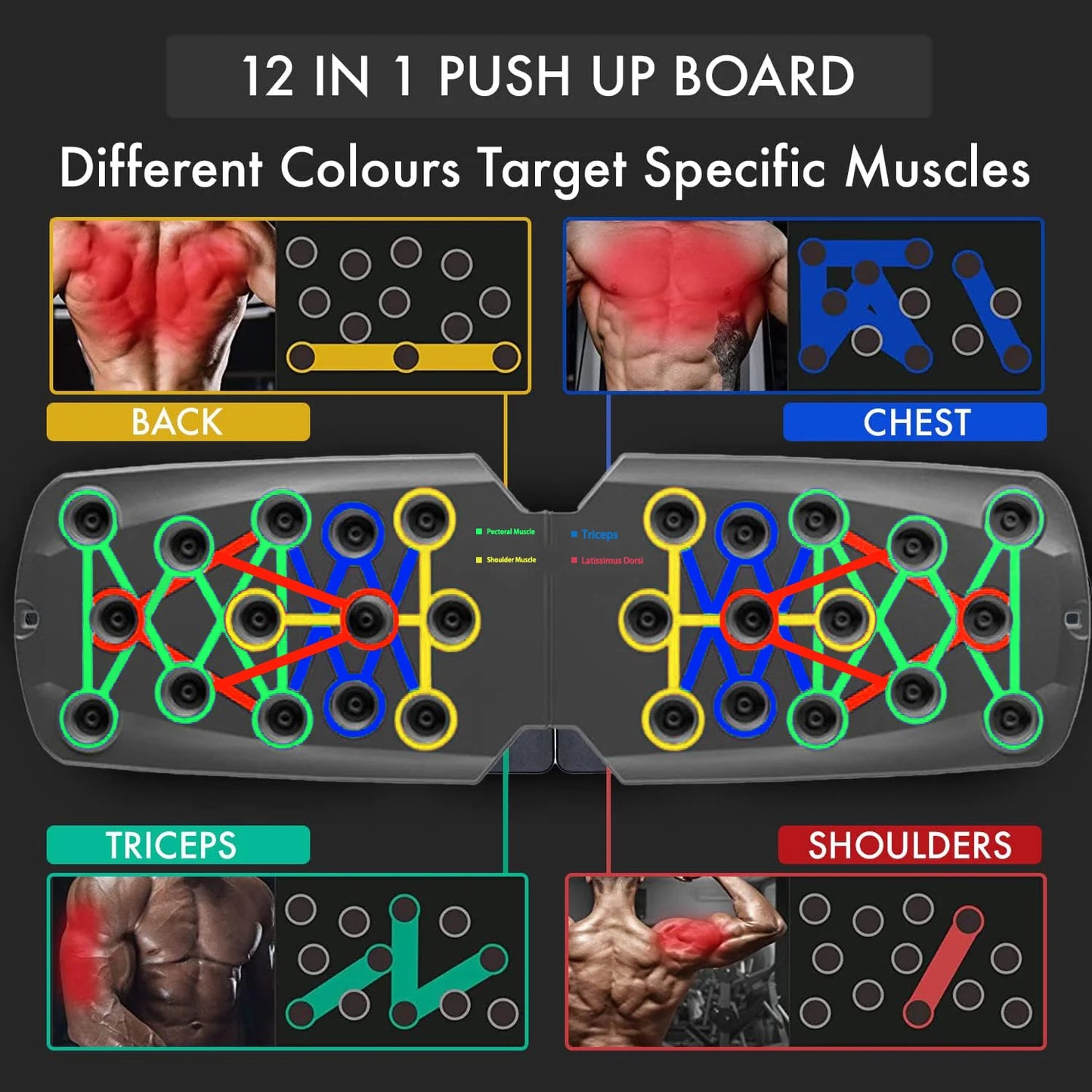 Multifunctional, Foldable, Push up Board/Bar for Chest Abdomen, Arms, Back Training