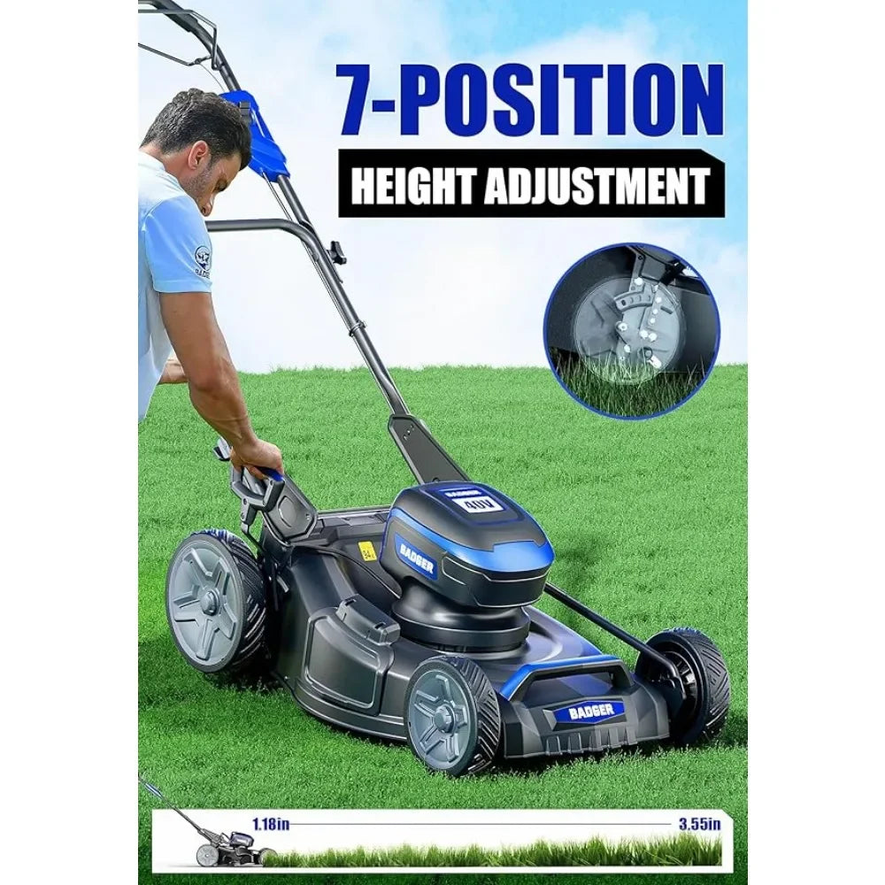21" Brushless 40V Cordless Self Propelled Mower, Height Adjustable,Battery and Charger Included