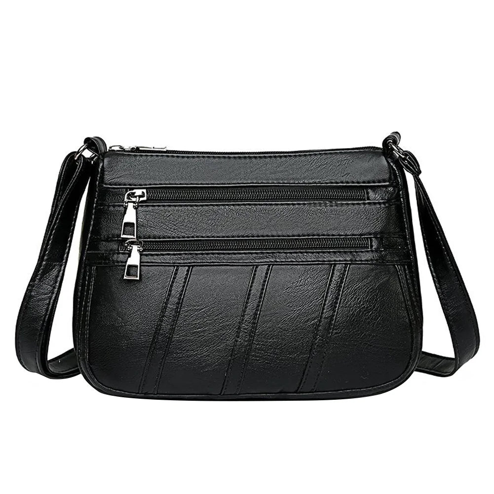 Fashion Women Shoulder Bag PU Leather, Multi-pocket Purse Handbag,  Popular Simple Female Daily Bag