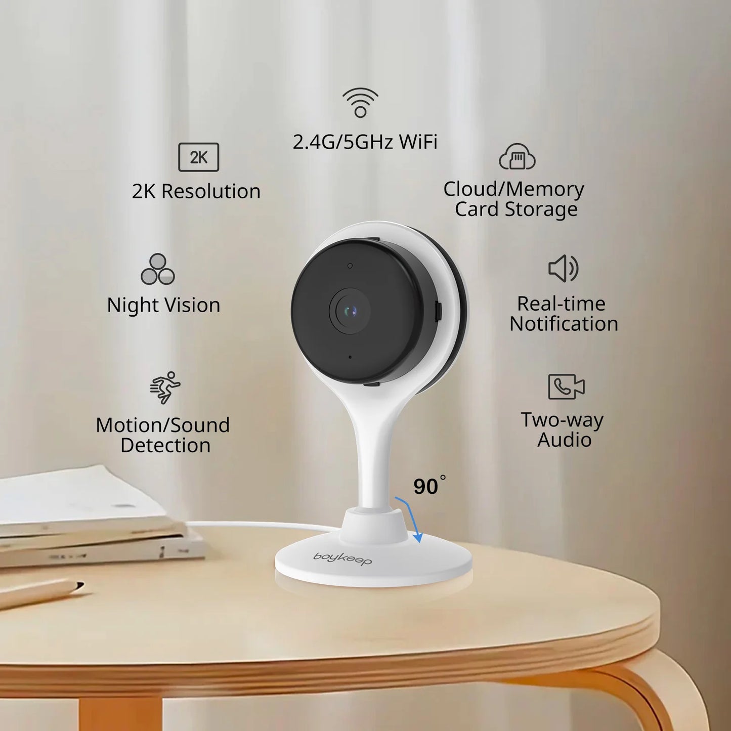 Surveillance Camera,  3MP 5/2.4GHz WiFi Indoor Home Security, Mini IP Smart Family CCTV Pet Camera Video Monitor 24/7  K10