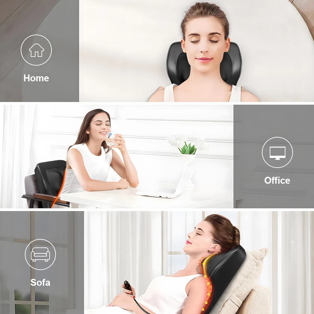 Pillow Neck Massager, 3 Speed Adjustment Vibrating Heating Massage Machine, Used To Relax Shoulder, Neck, And Back Muscle