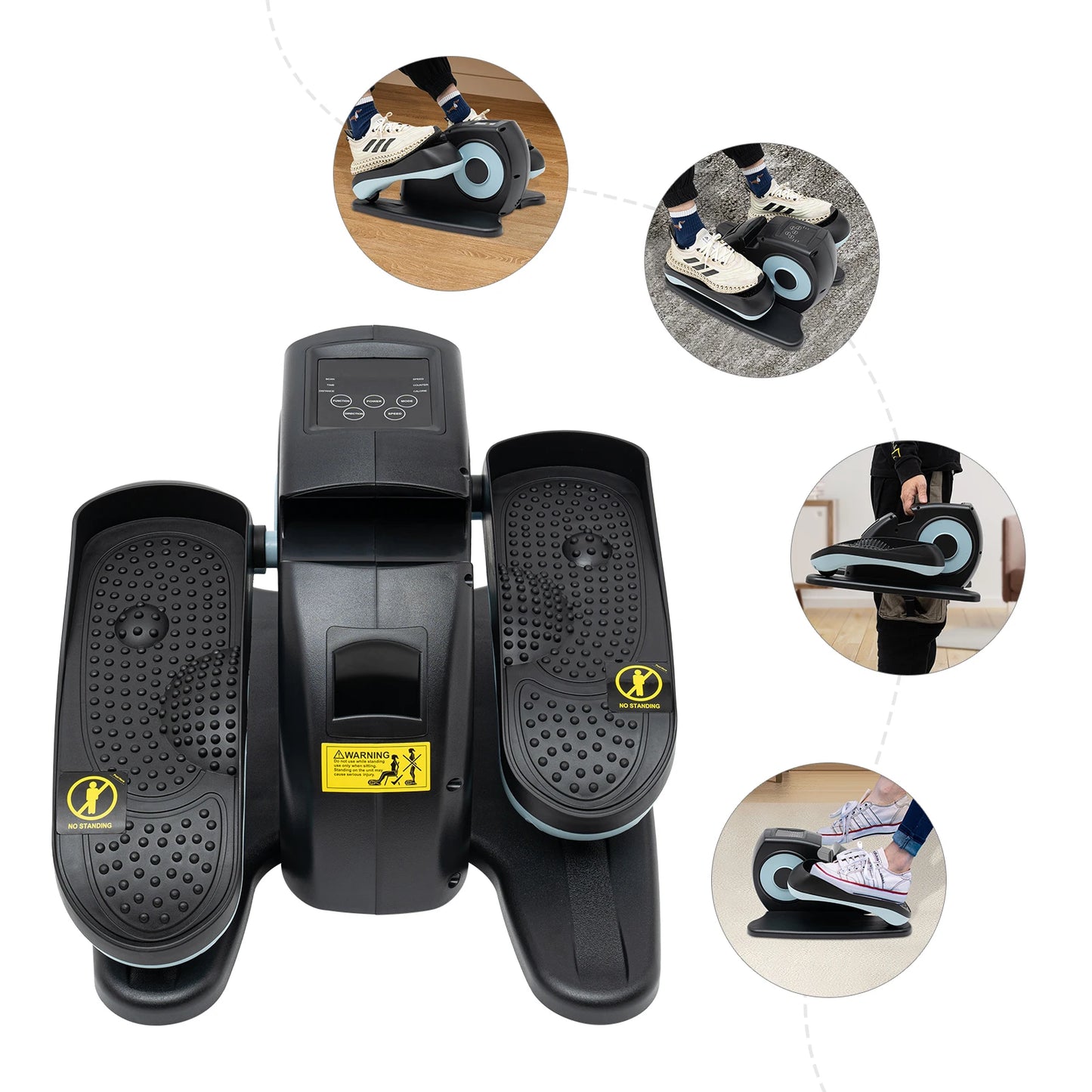Seated Leg-Foot Pedal Exerciser, LCD Screen, Portable, Under Desk Elliptical