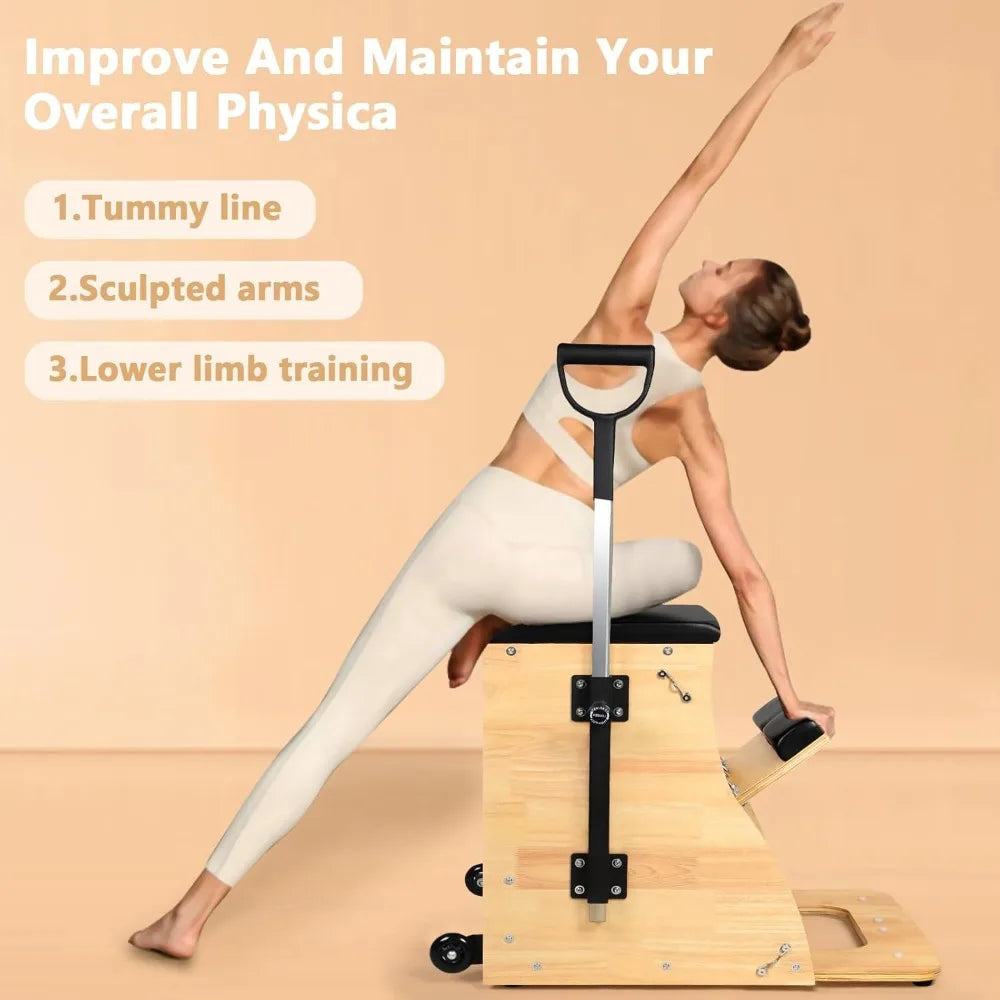 Pilates Chair,Split-Pedal Stability Combo Chair with Handles,Yoga Fitness Trainer,Pilates Reformer Machine,