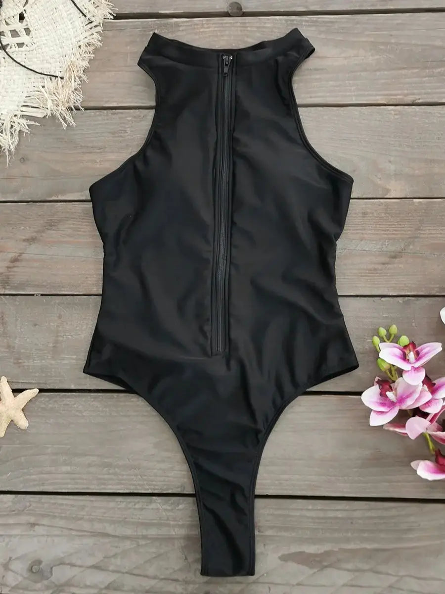 Sexy Sleeveless One Piece Women Swimsuit Style Surf Wear Swimwear, Padded Bathing Suit