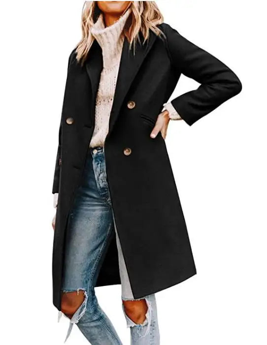 Womens Winter Wool Single Breasted Trench Peacoat