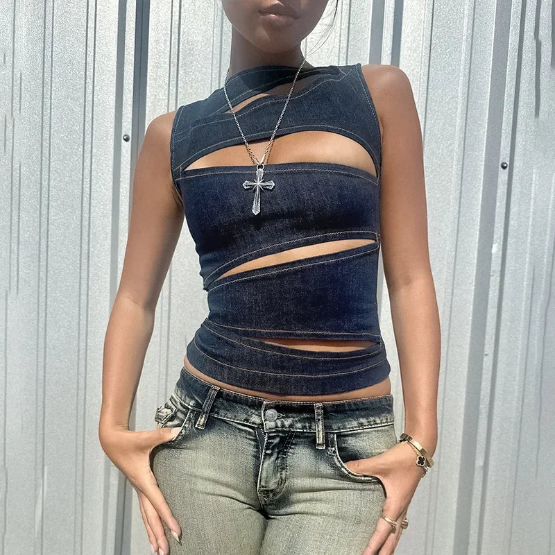 Women's Sleeveless, Round Neck,Sexy Streetwear Summer Vest