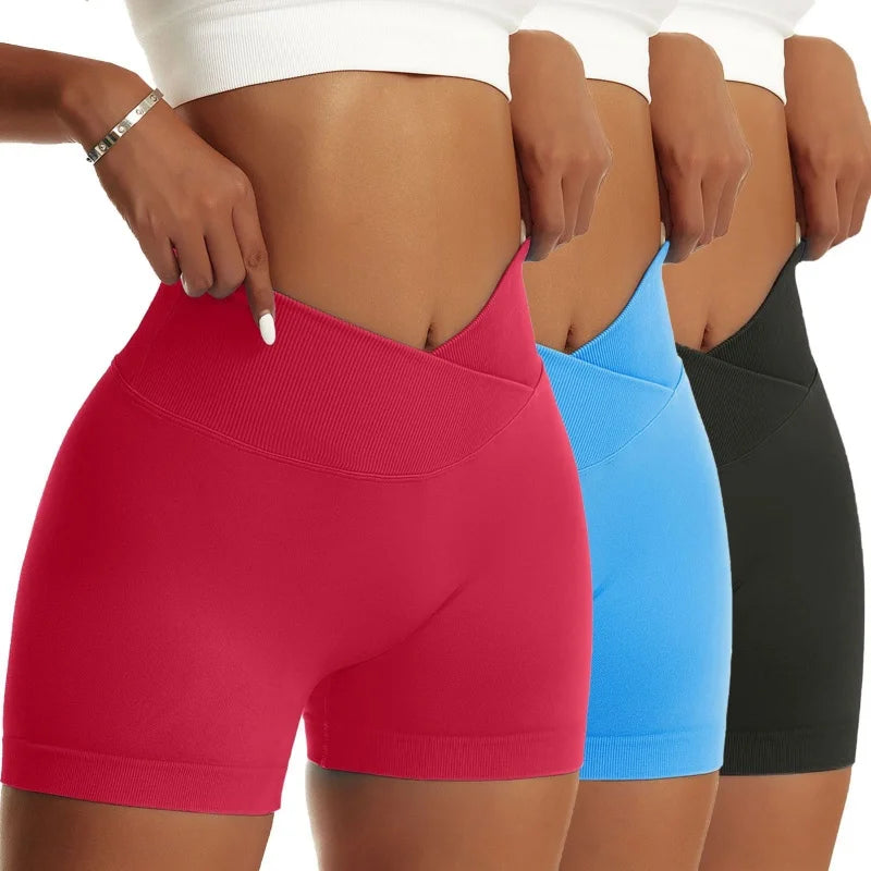 3 Piece Women's, Scrunch Butt, Breathable, Yoga, Biker, Running, High Waist Shorts