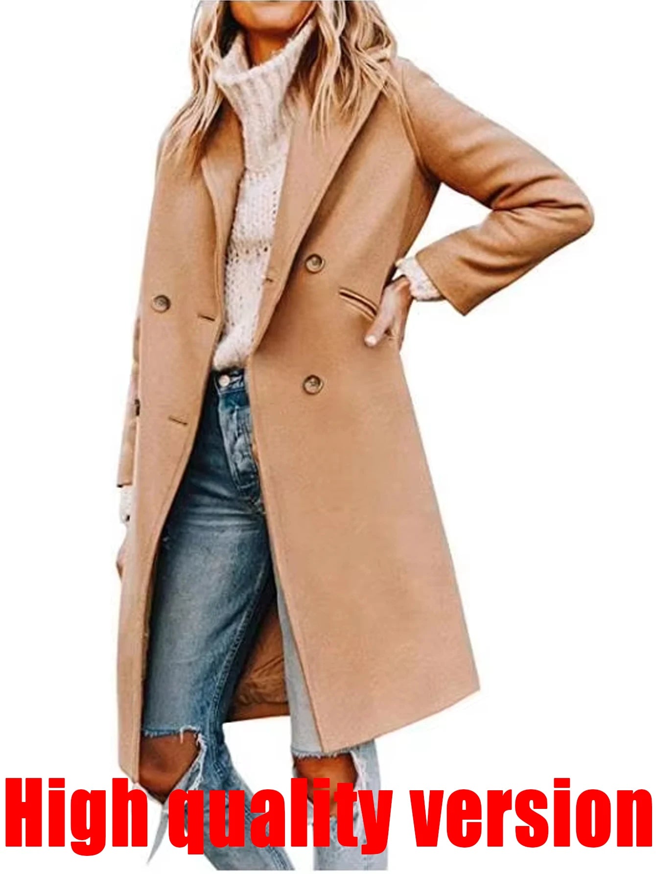 Womens Winter Wool Single Breasted Trench Peacoat