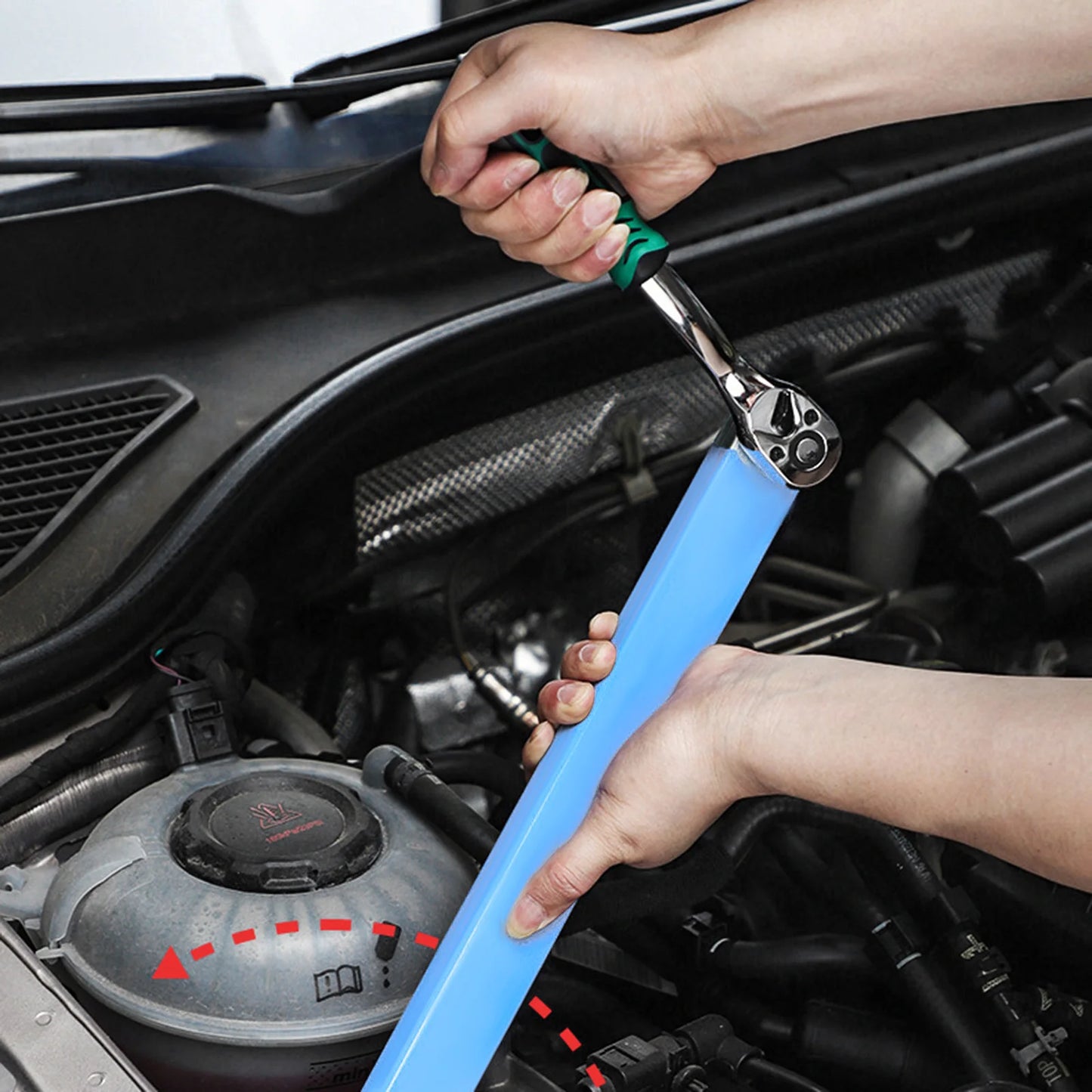 Multifunctional Professional/Household Ratchet, Adjustable Ends, Extended Reach Wrench for Air, Refrigeration
