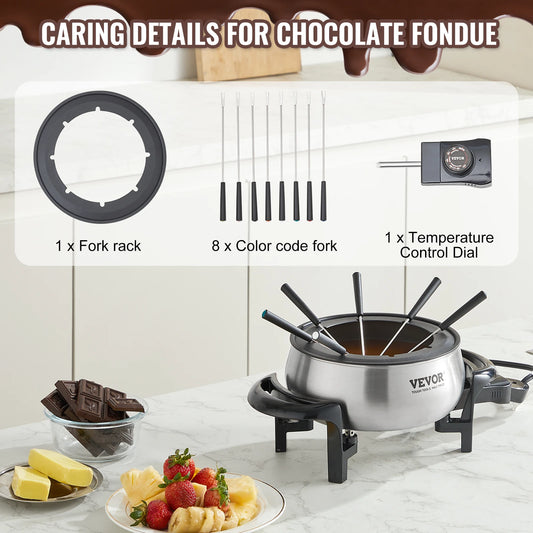 3 Qt Electric Cascade Chocolate Melting Pot, Fondue Pot Set Cheese Melting, Warmer for Kitchen