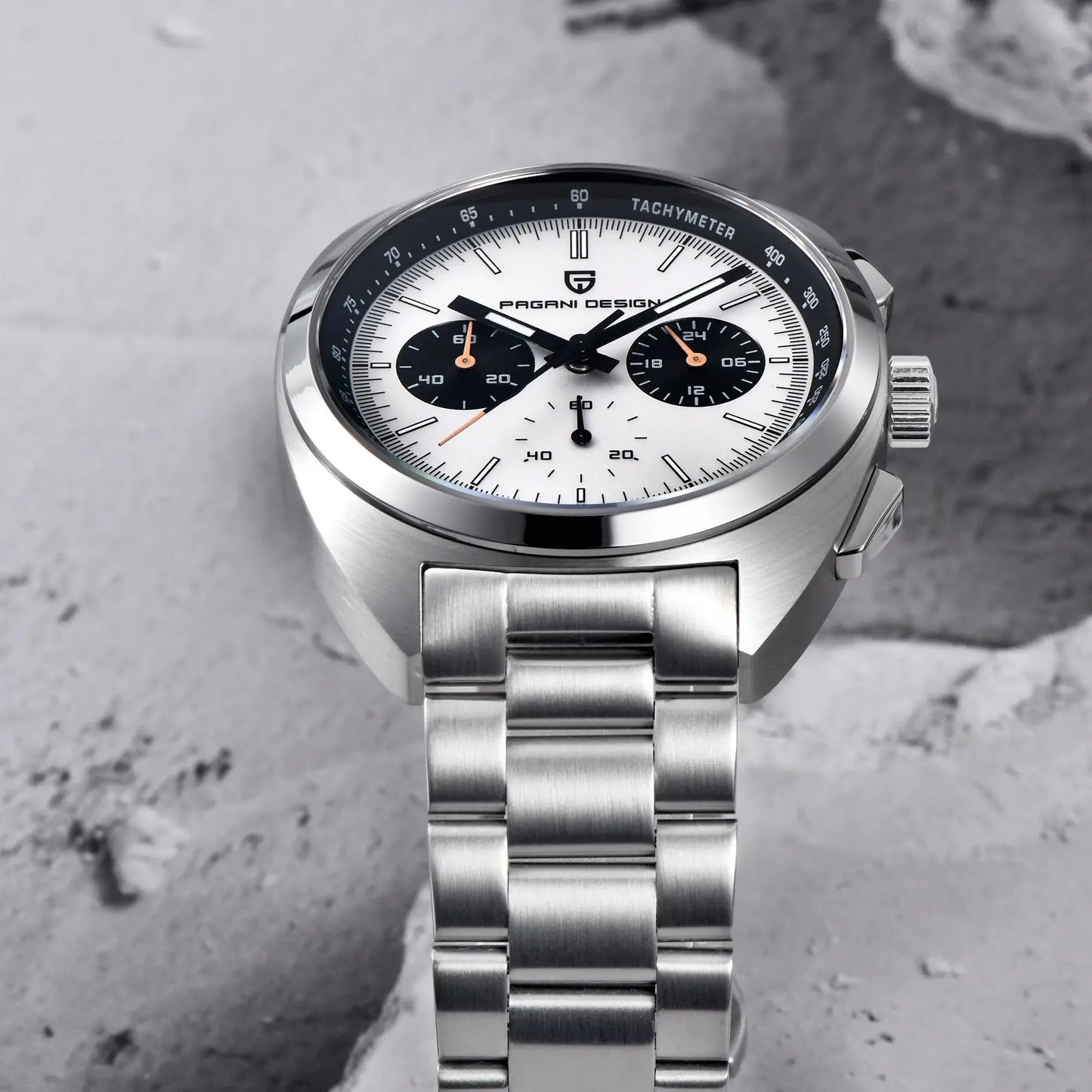 New Panda Dial Luxury, Mens Quartz Watch, Sport Chronograph Sapphire Glass Wristwatch, Luminous,Water Resistant