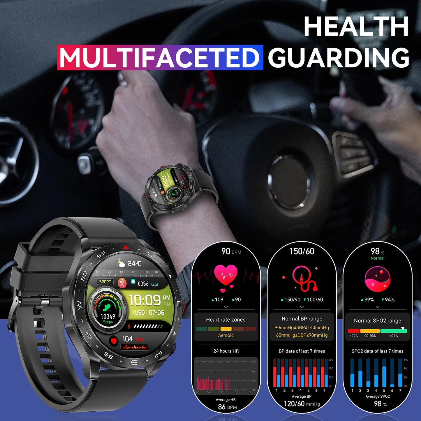 New Mens Smart Watch with Earbuds Inside, with 100+ Sport Modes, Sport Records, Waterproof with iPhone and Android