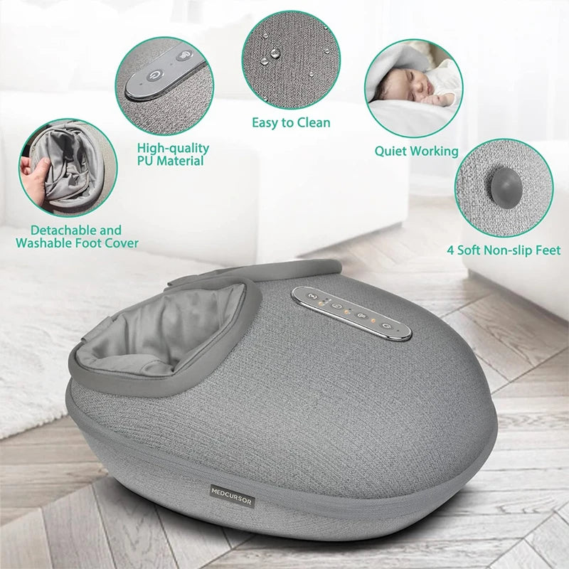 Foot Massager Heating Therapy, Adjustable Deep Kneading Roller, Muscle Relaxation, Pain Relief, for Home Office