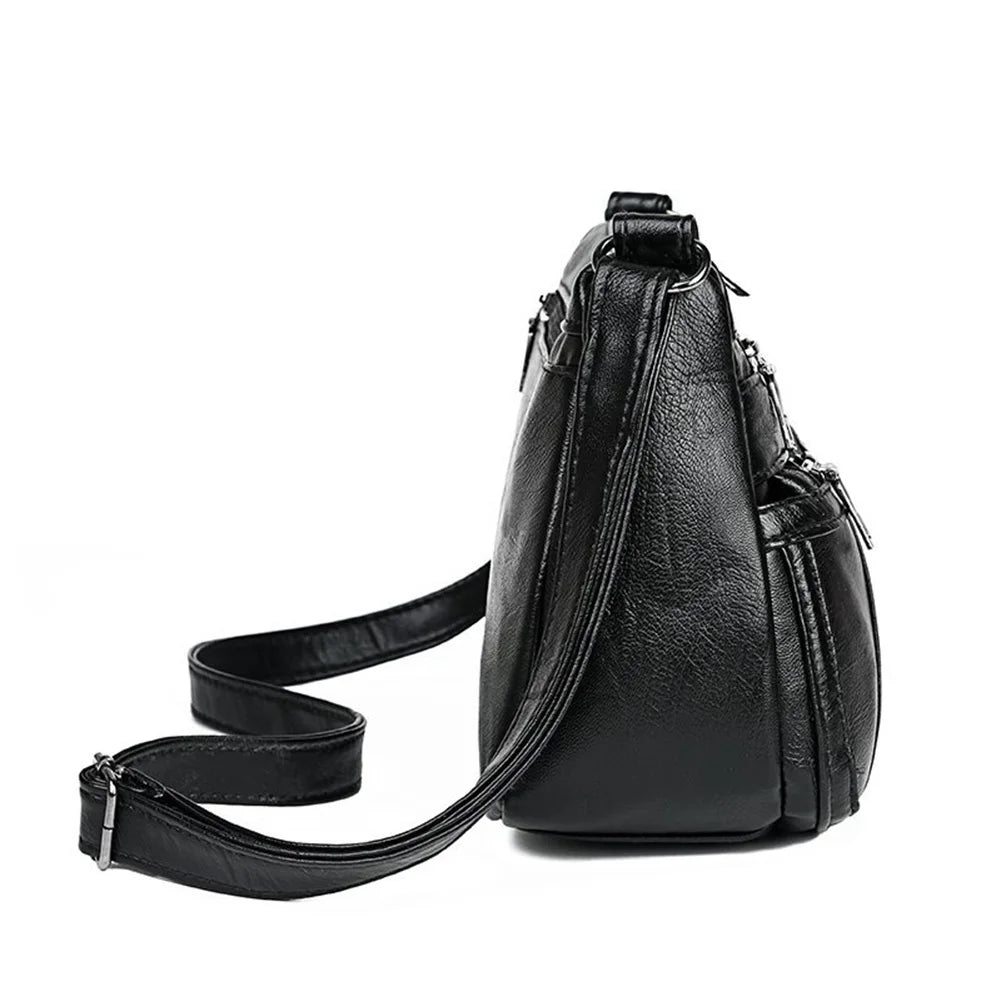 Fashion Women Shoulder Bag PU Leather, Multi-pocket Purse Handbag,  Popular Simple Female Daily Bag