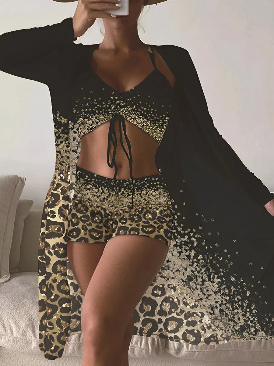 3 Piece High Waist, Sexy Kimono, Female Women'S Swimsuit, Beachwear