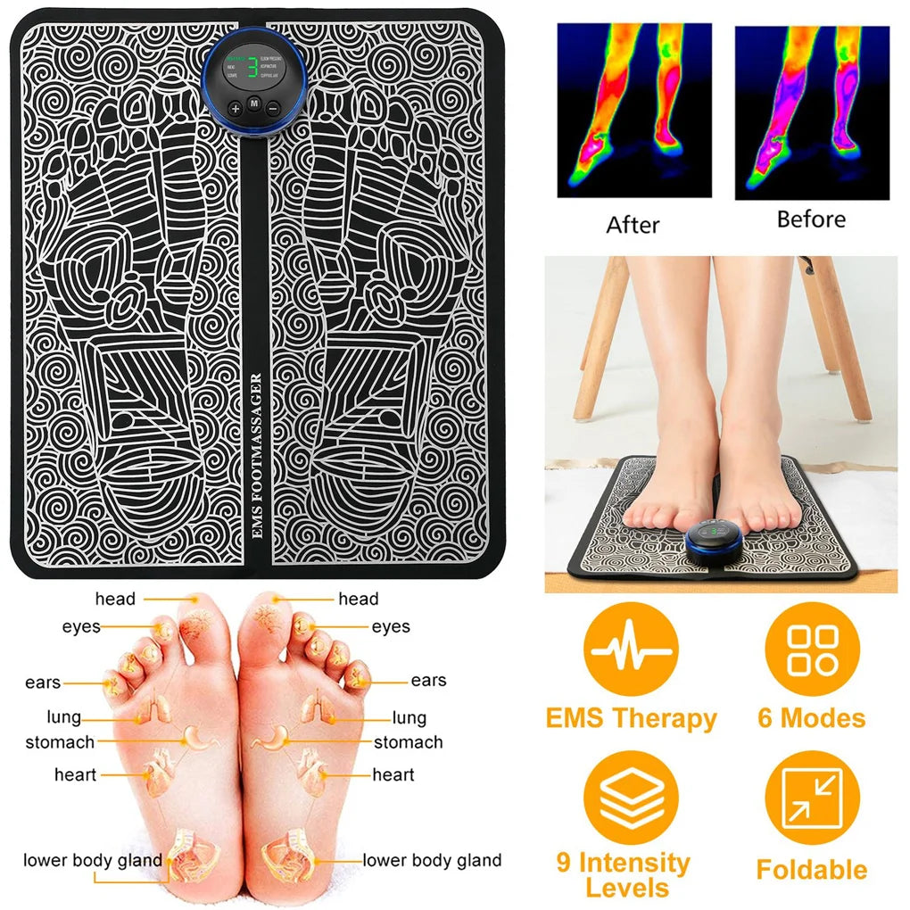 Electric simulator Foot Massager massage relaxing Mat, Rechargeable Leg Reshaping Muscle Pain Relaxation